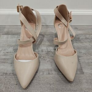 Elegant Beige Strappy Women's Heels